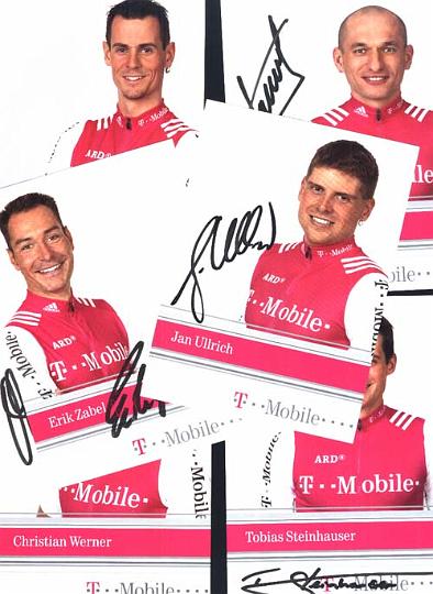 tmobileteam01.jpg - T-Mobile Team 25 Originalkarte: 
Jan Ullrich, Erik Zabel, Rolf Aldag, Sergej Iwanow, Christian Werner, Andreas Klöden, Tobias Steinhauser, Torsten Hiekmann, Cadel Evans, Tomas Konecny, Andre Korff, Matthias Kessler, Steffen Wesemann, Santiago Botero, Daniele Nardello, Paolo Savoldelli, Mario Aerts, Sergej Jakowlew, Stephan Schreck, Bram Schmitz, Jan Schaffrath, Giuseppe Guerini, Eric Baumann, Alexander Winokurow, Andreas Klier. NUR Zusammen !!! 70€